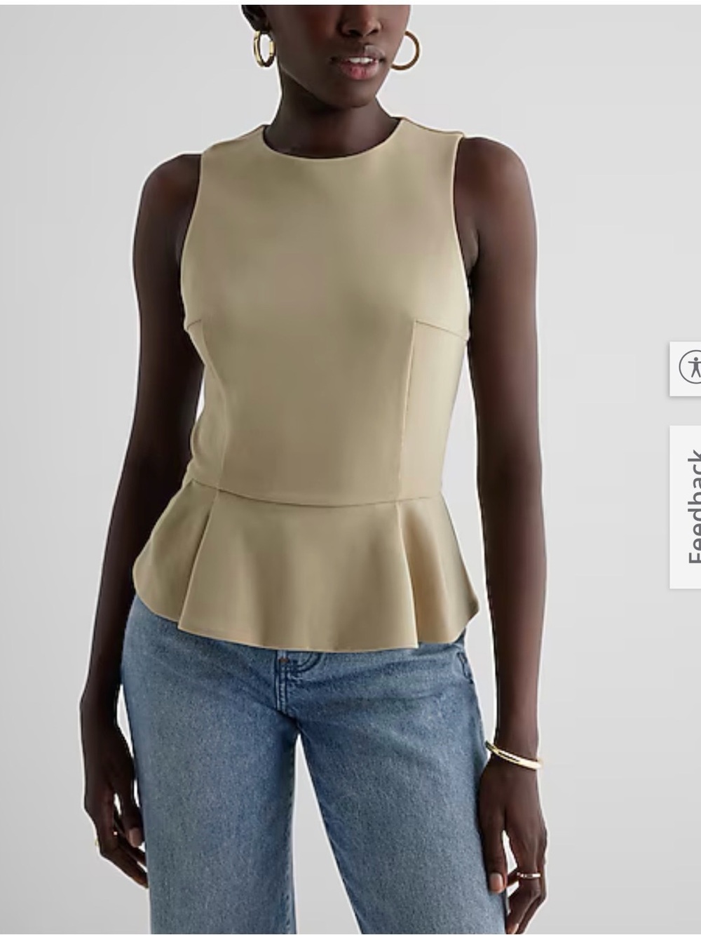Express Sleeveless Peplum Tank Top in Cream